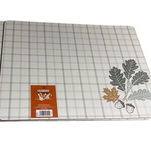 Celebrate Together 5 pc Hard Plaid Leaf Cork Back Placemat 16.5" x 12.6" NWT